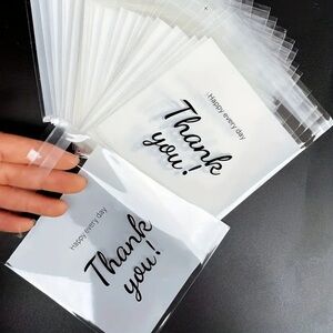 NIP Thank You 100 Pack Gift Bags Self-Adhesive 5.51”